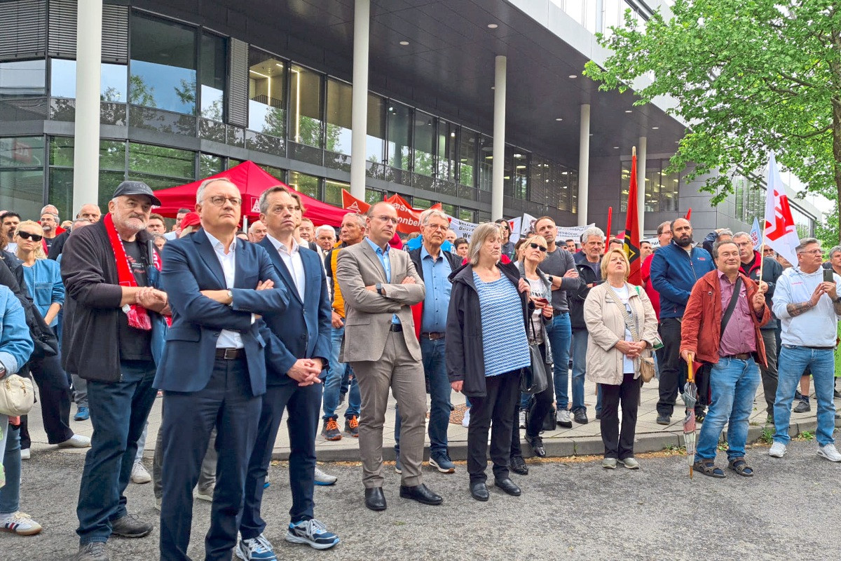 Bosch employees protest in Leinfelden against plant closure